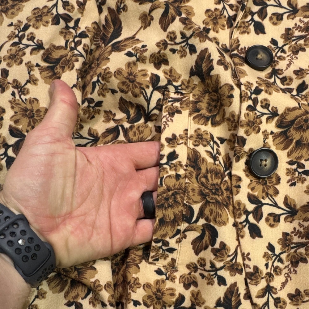 Free People Women's Floral Cropped Blazer Jacket Brown Beige Button Front Size M - Picture 5 of 9